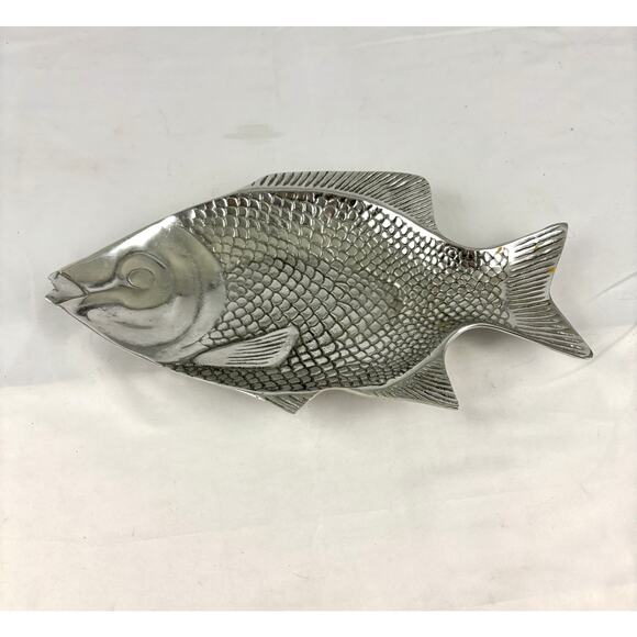 VTG Silver Cast Aluminum Fish Tray 11" Platter Dish - Picture 8 of 13